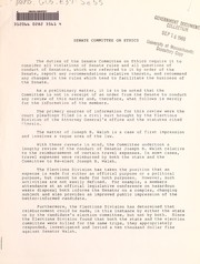 Cover of Senate Committee on Ethics by Massachusetts. General Court. Senate. Committee on Ethics.