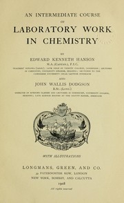 Front cover of An intermediate course of laboratory work in chemistry by Edward Kenneth Hanson