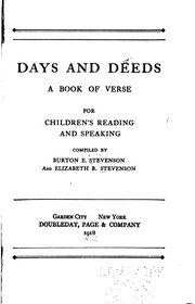 Cover of Days and deeds by Burton Egbert Stevenson