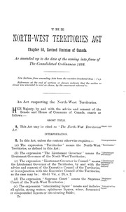Cover of The consolidated ordinances of the Northwest Territories, 1898 by Northwest Territories.