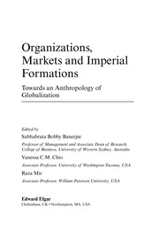 Front cover of Organizations, markets and imperial formations by Subhabrata Bobby Banerjee