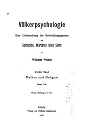 Front cover of Völkerpsychologie: Eine Untersuchung der Entwicklungsgesetze von Sprache, Mythus und Sitte by Wilhelm Max Wundt
