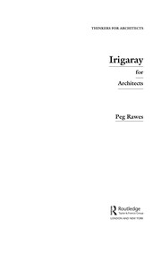 Cover of Irigaray for architects by Peg Rawes