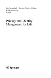 Front cover of Privacy and Identity Management for Life by Jan Camenisch