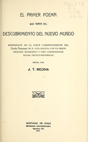 Cover of El primer poema que trata del descubrimiento del nuevo mundo by Zapata, Luis