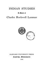Front cover of Indian studies in honor of Charles Rockwell Lanman. by Unknown