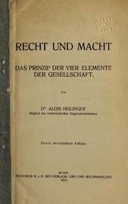 Front cover of Recht und Macht by Alois Heilinger