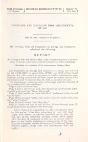 Front cover of Medicare and medicaid HMO amendments of 1981 by United States. Congress. House. Committee on Energy and Commerce