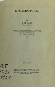 Cover of Descriptivism by R. M. Hare