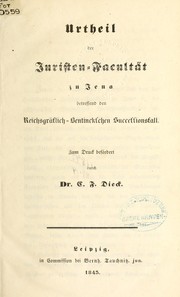 Front cover of Urtheil der Juristen-Facultät zu Jena by Karl Friedrich Dieck