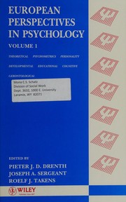 Front cover of European perspectives in psychology by Pieter J. D. Drenth