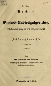 Front cover of Von dem Rechte der Bundes- Austrägalgerichte by Friedrich von Lindelof