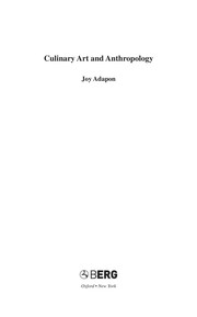 Front cover of Culinary art and anthropology by Joy Adapon