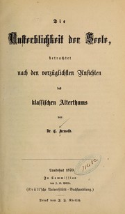 Cover of Die unsterblichkeit der seele by C. Arnold