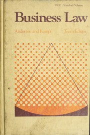 Front cover of Business law by Anderson, Ronald Aberdeen