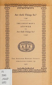 Cover of Are these things so? by James Miller