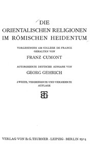 Cover of Die orientalischen Religionen im römischen Heidentum by Franz Valery Marie Cumont