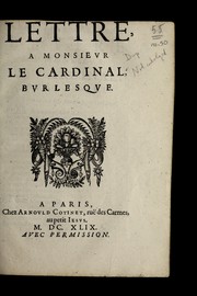 Front cover of Lettre a monsieur le cardinal, burlesque. by Nicolas Le Dru