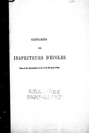 Front cover of Congrès des inspecteurs d'écoles by Congrès des inspecteurs d'écoles (1895 St. Hyacinthe, Québec)