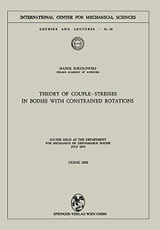 Front cover of Theory of Couple-Stresses in Bodies with Constrained Rotations by Marek Sokolowski