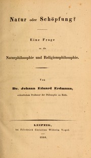 Cover of Natur oder schöpfung? by Johann Eduard Erdmann