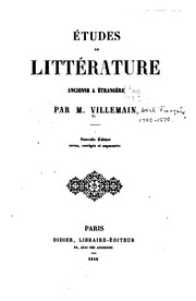 Cover of Études de littérature ancienne & étrangère by Abel-François Villemain