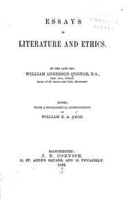 Front cover of Essays in literature and ethics by William Anderson O'Conor