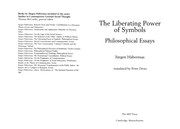 Front cover of The Liberating Power of Symbols by Jürgen Habermas