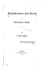 Front cover of Sequestration und Arrest im Römischen Recht by Theodor Muther