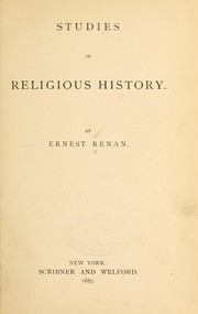 Front cover of Studies in religious history by Ernest Renan