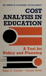 Front cover of Cost analysis in education by Philip Hall Coombs