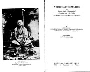Front cover of Vedic Mathematics or Sixteen Simple Mathematical Formulae from the Vedas by Sri Bharati Krisna Tirthaji