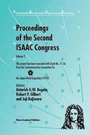 Front cover of Proceedings of the Second ISAAC Congress : Volume 2 by Heinrich G.W. Begehr
