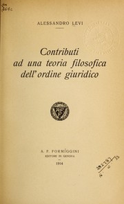 Cover of Contributi ad una teoria filosofica dell' ordine giuridico by Alessandro Levi