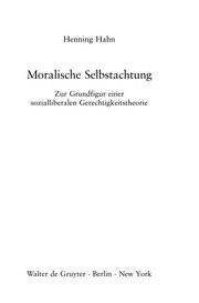 Front cover of Moralische Selbstachtung by Henning Hahn