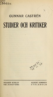 Front cover of Studier och Kritiker by Gunnar Castrén