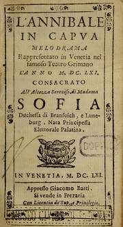 Front cover of L'Annibale in Capva by Pietro Andrea Ziani