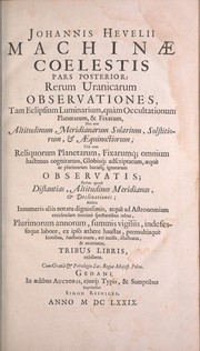 Front cover of Machina coelestis by Johannes Hevelius