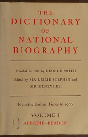 Cover of The dictionary of national biography by Lee, Sidney Sir
