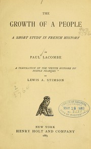 Cover of The growth of a people by P. Lacombe