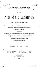 Front cover of An annotated index of the acts of the Legislature of Louisiana by Robert Hardin Marr