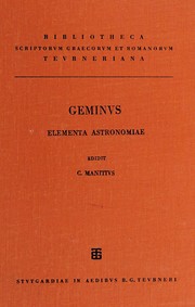 Cover of Geminou Eisagōgē eis ta phainomena = Gemini Elementa astronomiae by Geminus of Rhodes