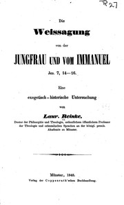 Front cover of Die Weissagung von der Jungfrau und vom Immanuel Jes. 7, 14-16 by Laur Reinke