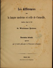 Front cover of Les différences entre la langue moderne et celle de Corneille by Woldemar Richter