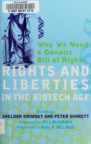 Front cover of Rights and liberties in the biotech age by Sheldon Krimsky