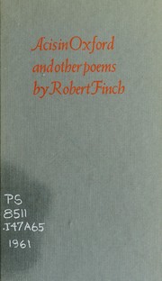 Front cover of Acis in Oxford by Finch, Robert