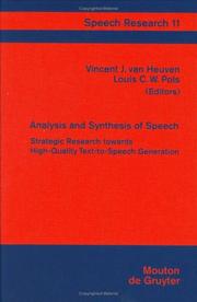 Cover of Analysis and Synthesis of Speech by Unknown