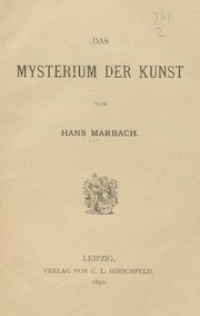 Front cover of Das mysterium der kunst by Marbach, Hans
