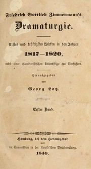 Front cover of Friedrich Gottlieb Zimmermann's Dramaturgie by Friedrich Gottlieb Zimmermann