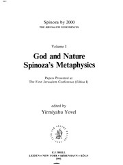 Front cover of God and Nature Spinoza's Metaphysics: Spinoza's Metaphysics by Yirmiyahu Yovel
